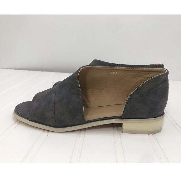 Journee Collection Gray Open Toe D'Orsay Stacked Heel Slip On Shoe Size 7 - Picture 6 of 9